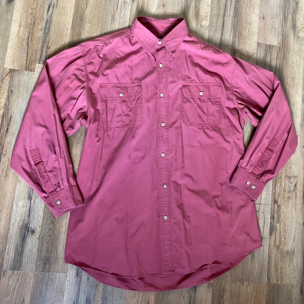 Redhead Button Down Long Sleeve  Shirt Pink/red